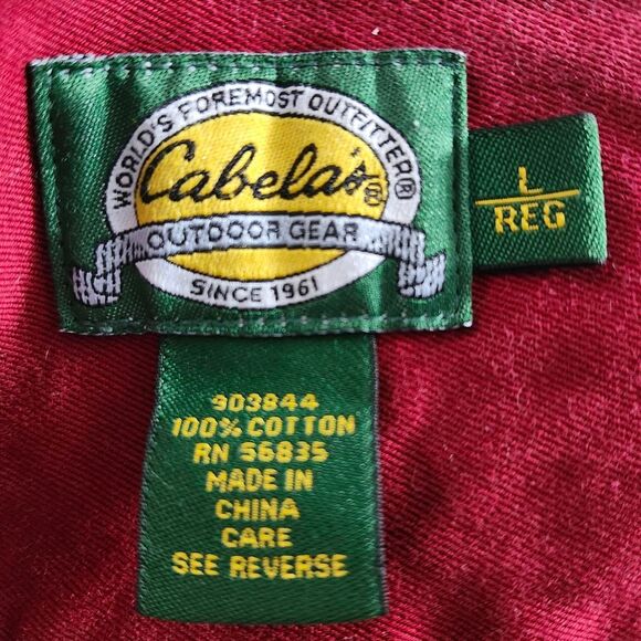 Cabela Men's Red and Burgundy Shirt - Picture 4 of 4